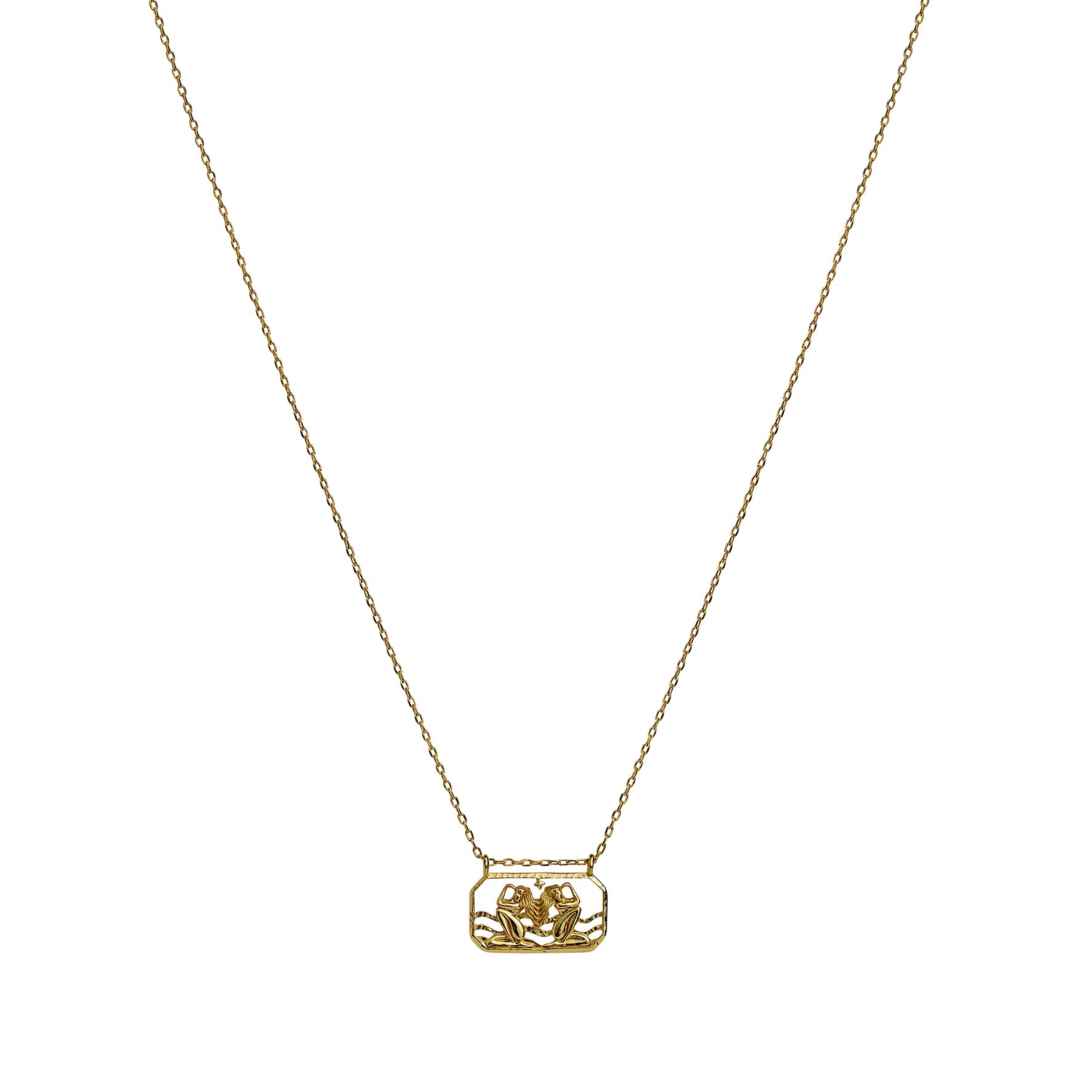 Zodiac Gemini Necklace - Tvilling (May 22 - June 21) fra Maanesten i Forgyldt-Sølv Sterling 925