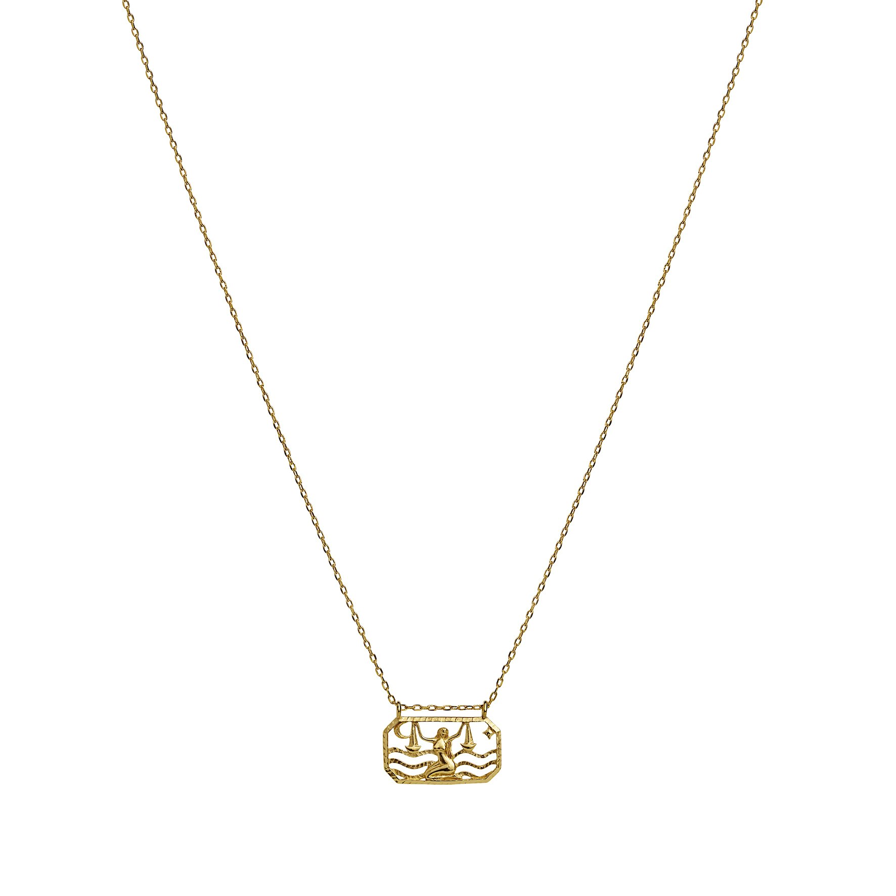 Zodiac Libra Necklace - Vægt (Sep 23 - Oct 22) fra Maanesten i Forgyldt-Sølv Sterling 925