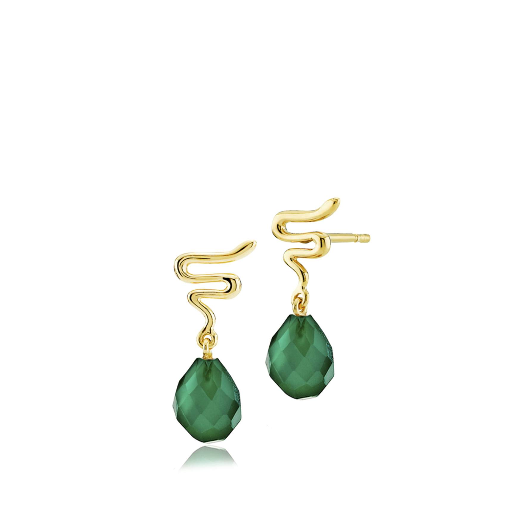 Saniya Earsticks Green von Izabel Camille in Vergoldet-Silber Sterling 925