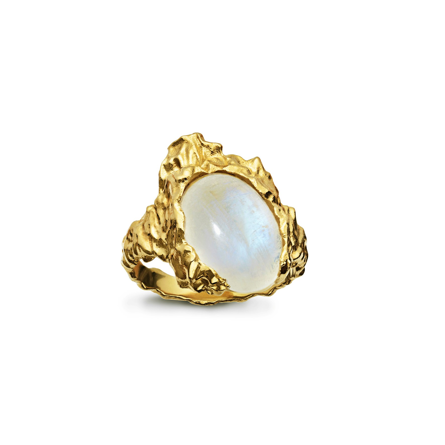 Goddess Ring Moonstone fra Maanesten i Forgylt-Sølv Sterling 925