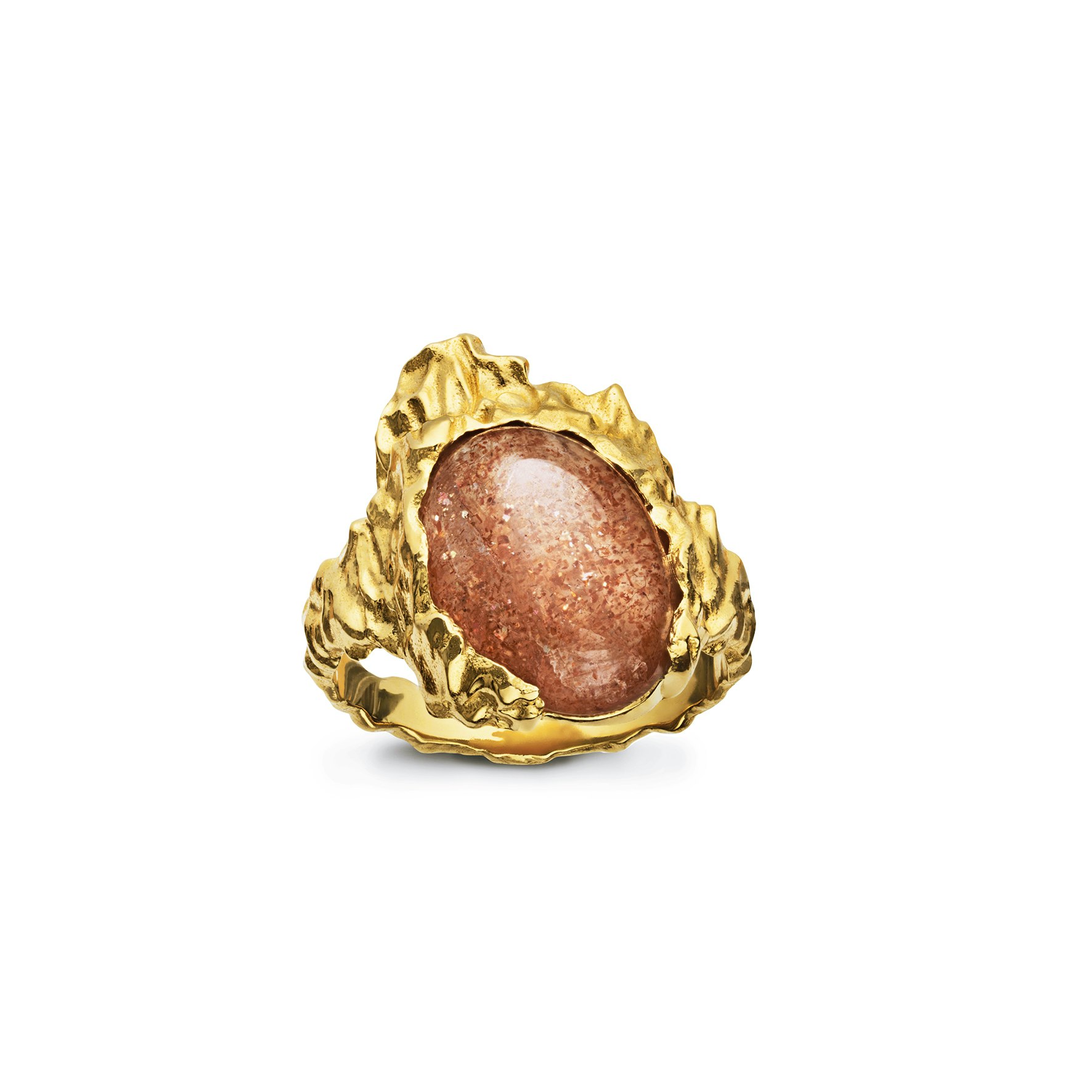 Goddess Ring Sunstone van Maanesten in Verguld-Zilver Sterling 925