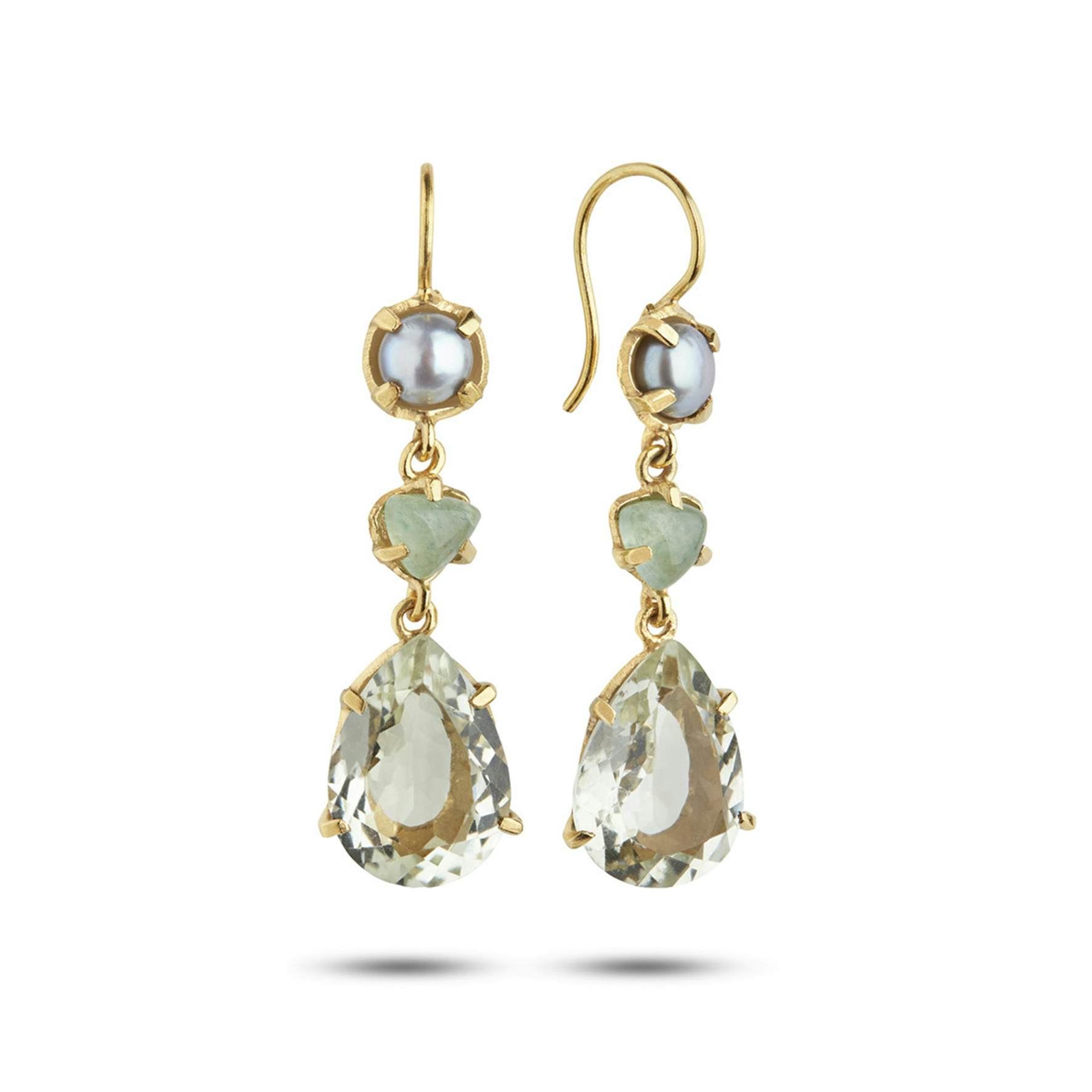 Gem Candy Earrings Aqua from Carré in Goldplated-Silver Sterling 925| , ,Freshwater Pearl