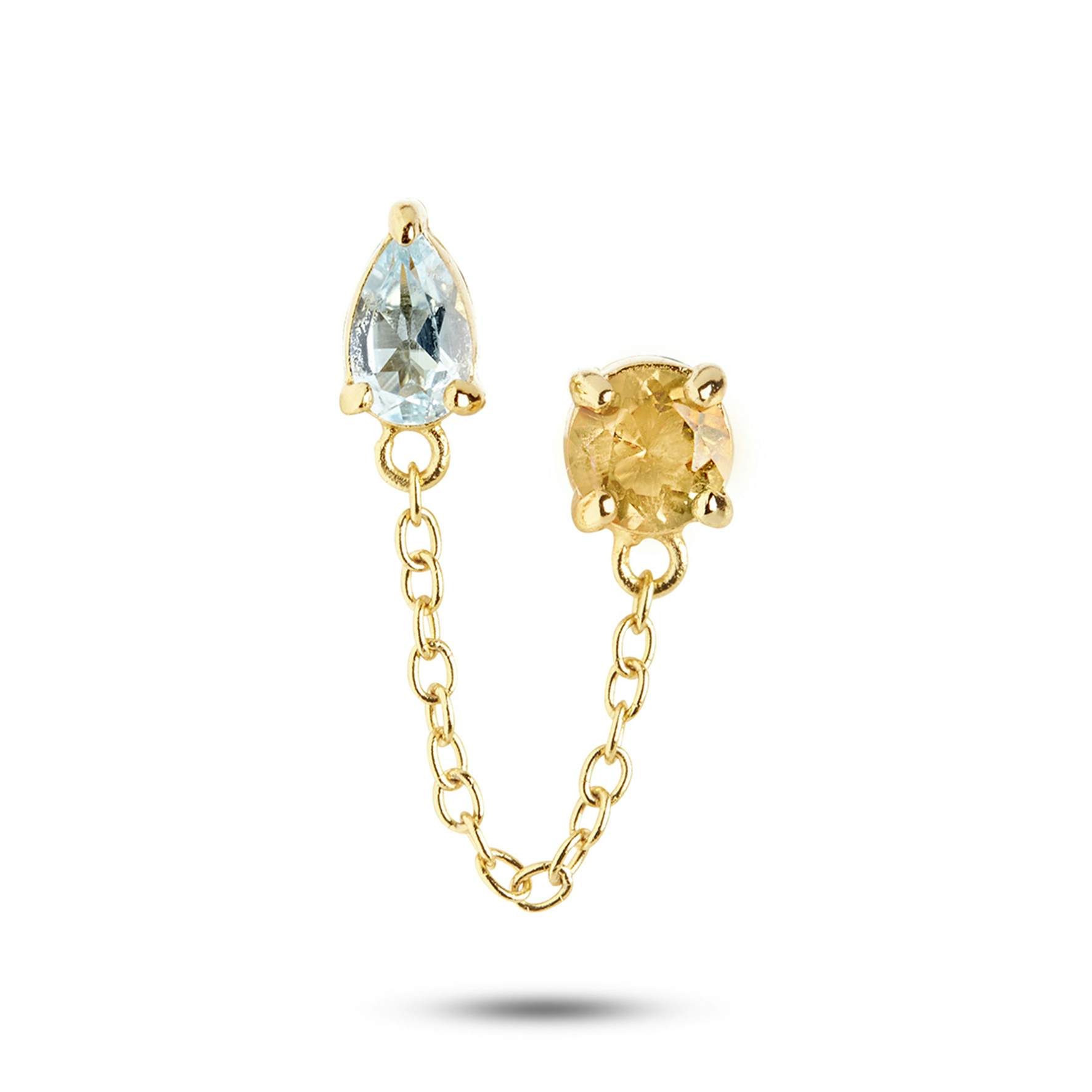 Gem Candy Chain Earstick Aqua from Carré in Goldplated-Silver Sterling 925|, 