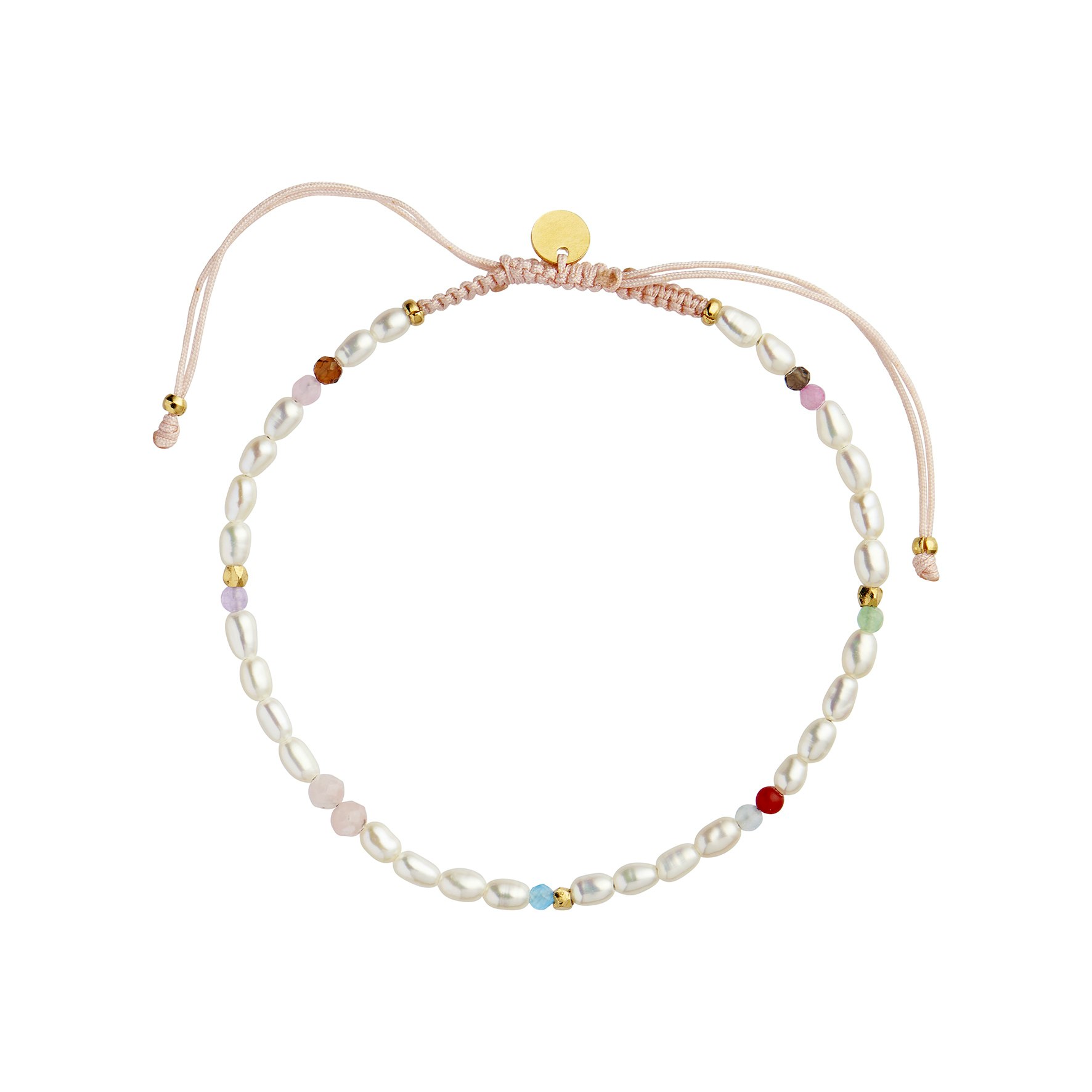 Confetti Pearl Bracelet With Pink Pastel Mix With Pink Ribbon