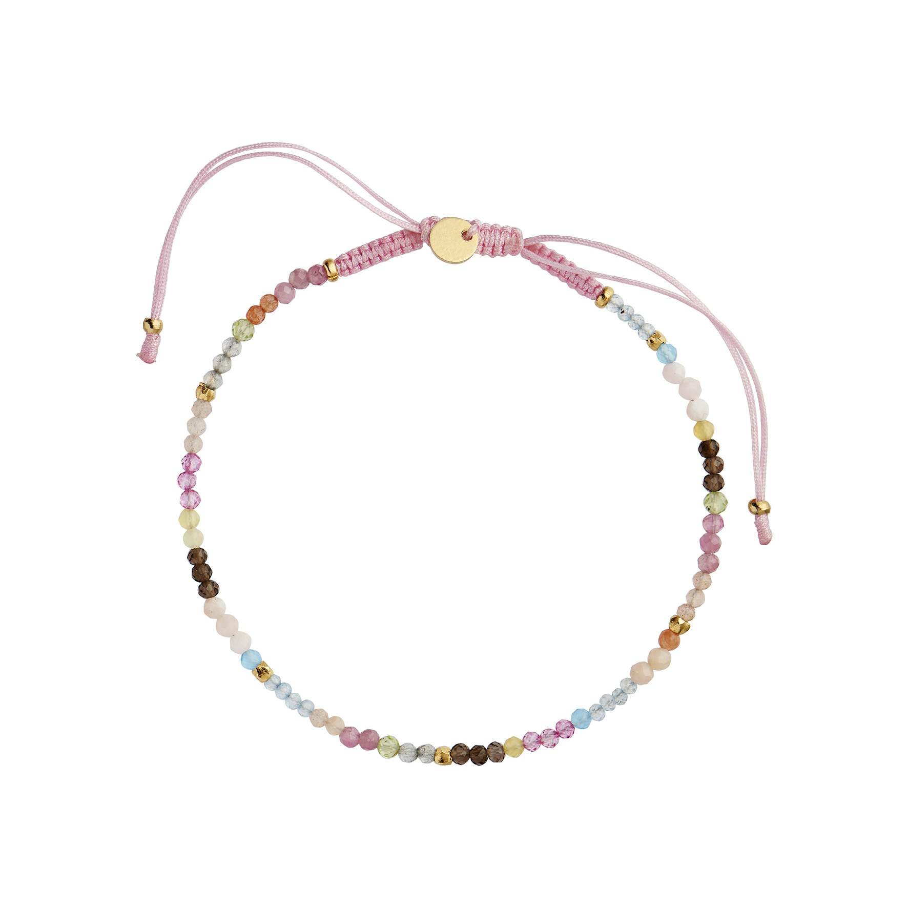 Candyfloss Rainbow Bracelet Mix With Light Pink Ribbon