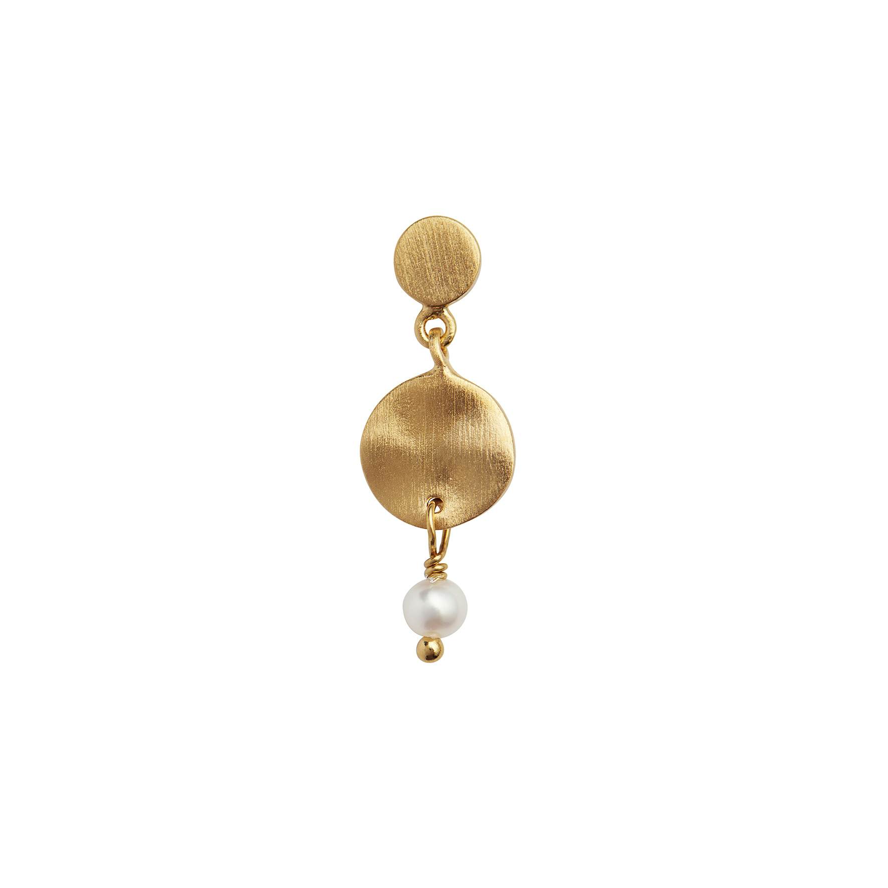 madras Rejse Krønike Skønne Petit Hammered Coin and Stone Earring - Pearl fra STINE A Jewelry i  Forgyldt-Sølv Sterling 925|Freshwater Pearl