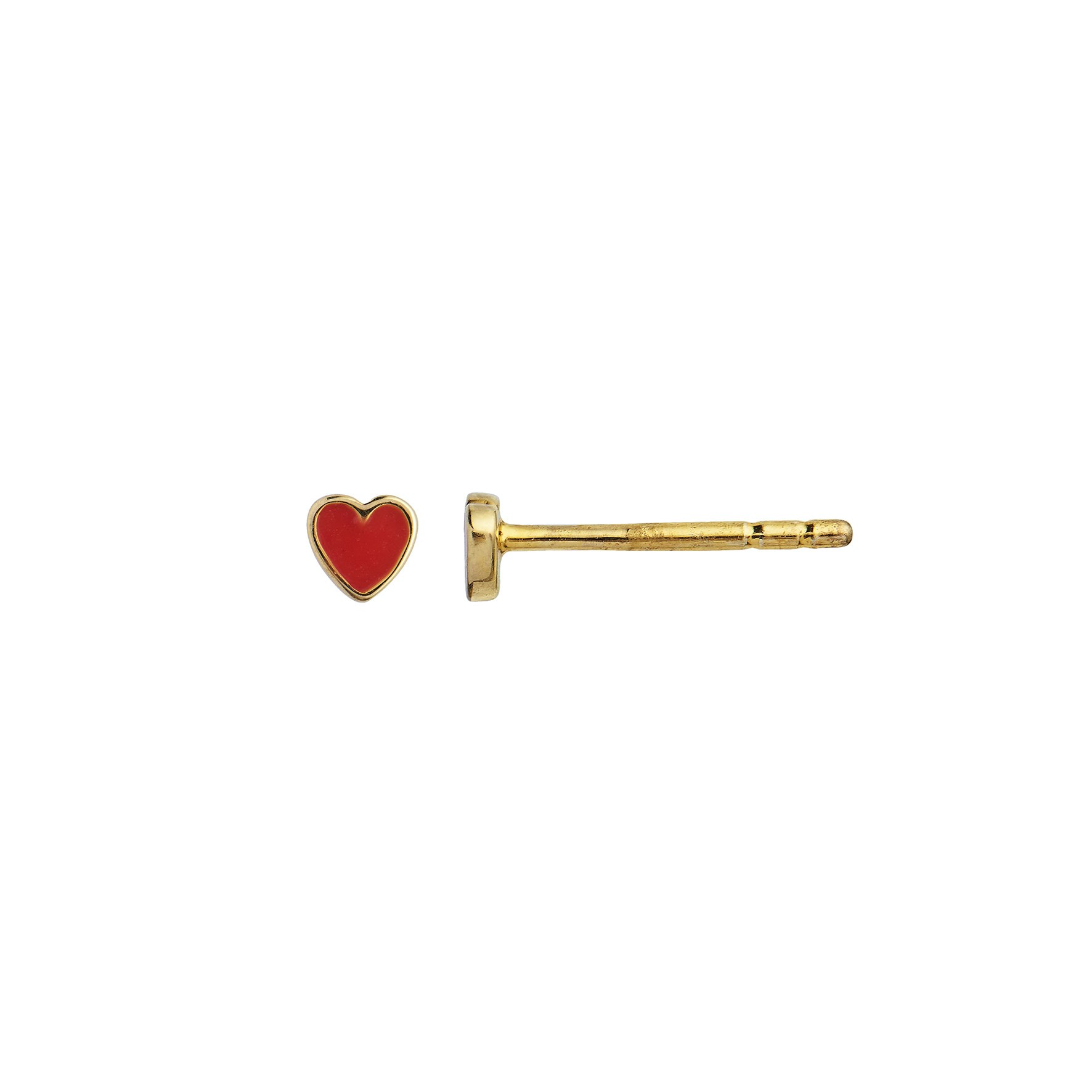 Petit Love Heart Earstick Red Coral från STINE A Jewelry i Förgyllt-Silver Sterling 925