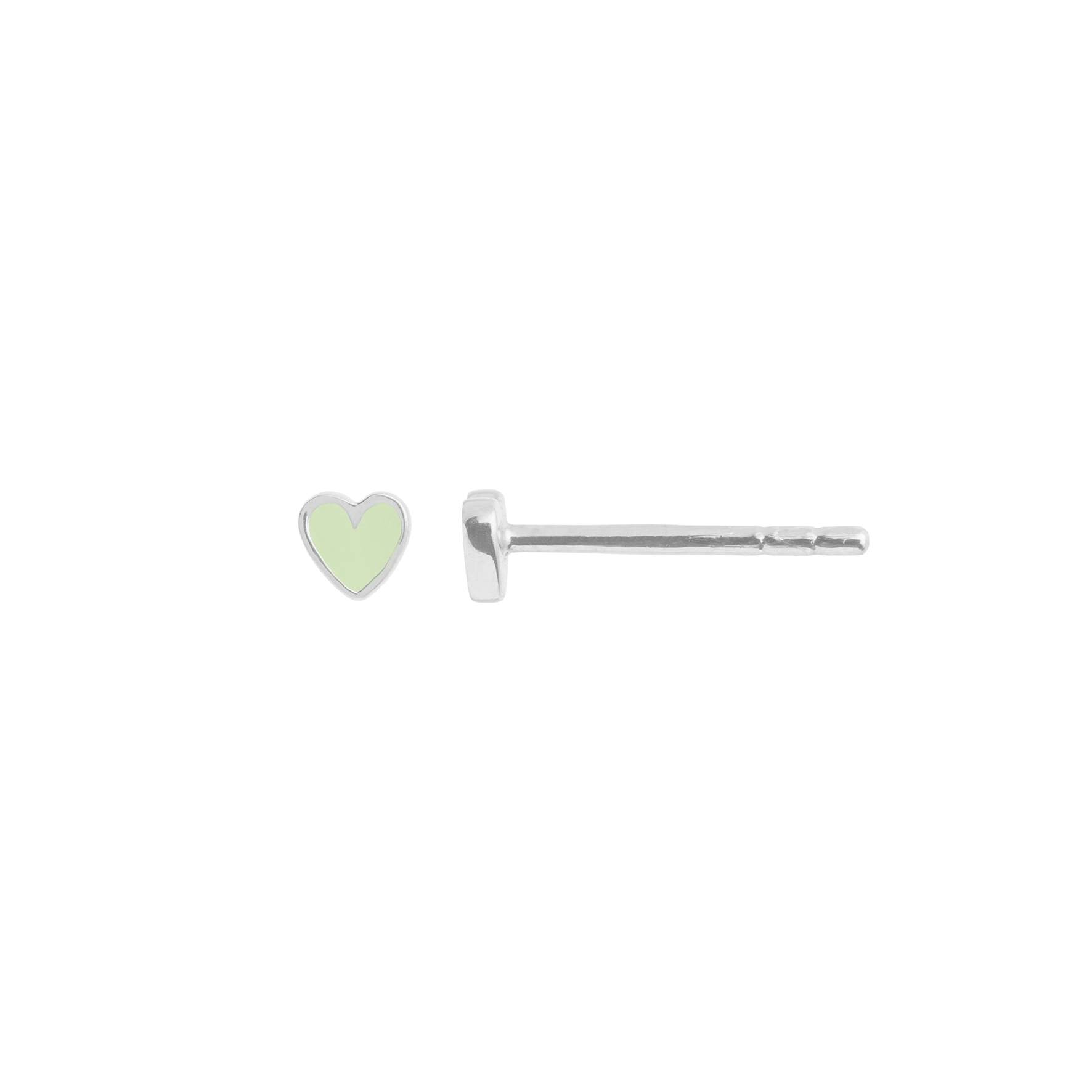 Petit Love Heart Earstick Mint Green fra STINE A Jewelry i Sølv Sterling 925
