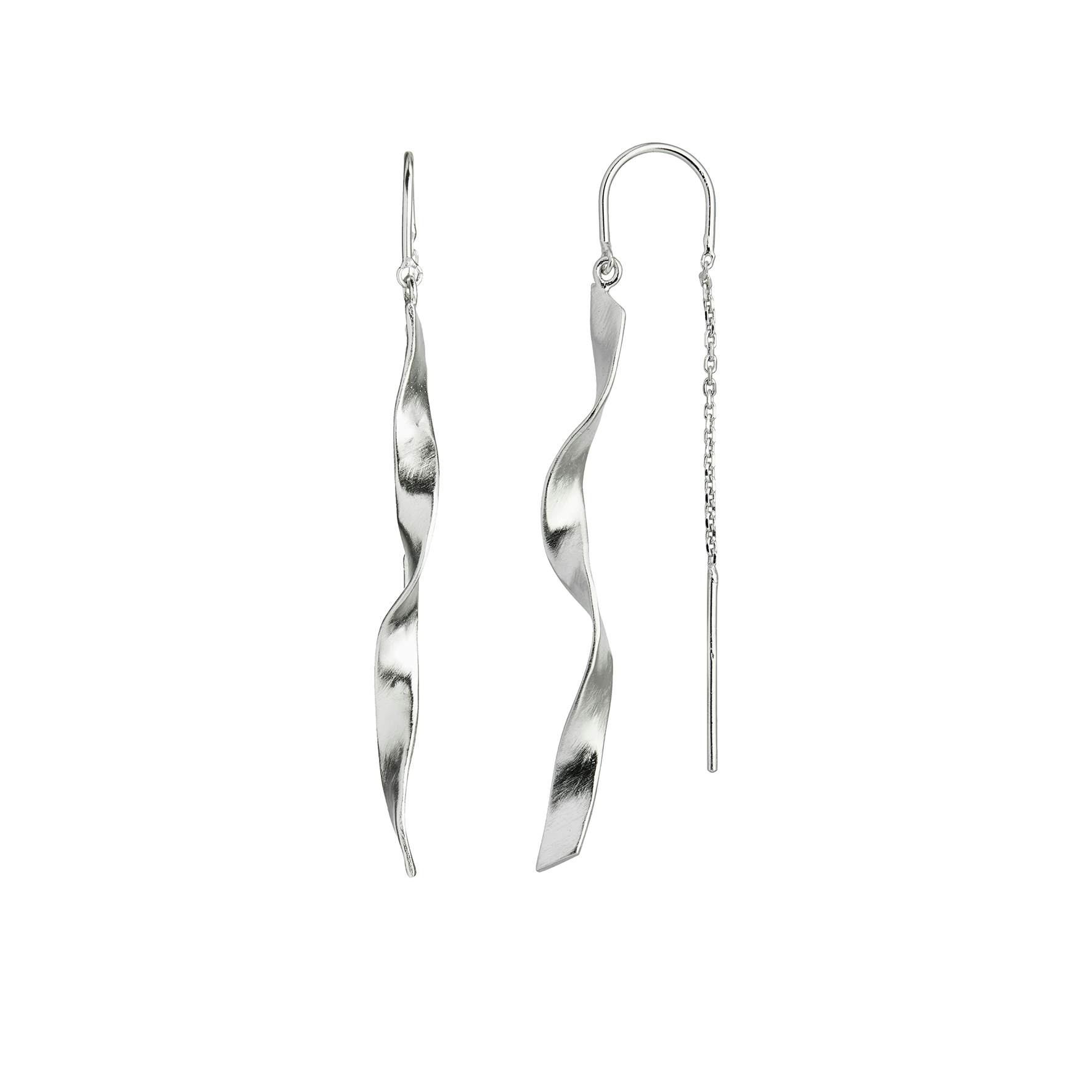 Long Twisted Hammered Earchain With Chain from STINE A Jewelry in Silver Sterling 925