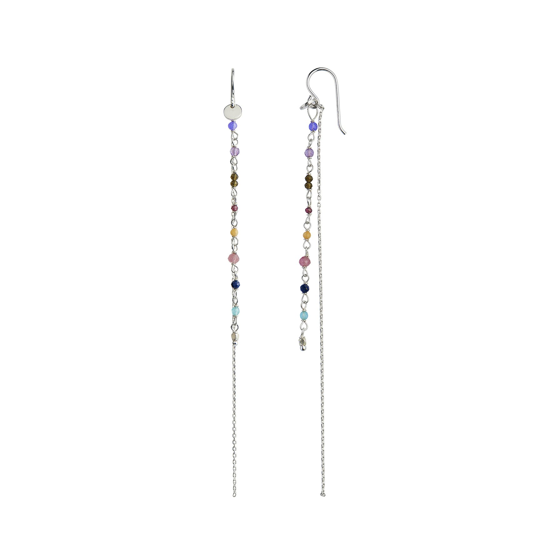 Petit Gemstones Earring With Long Chain - Berry Mix from STINE A Jewelry in Silver Sterling 925