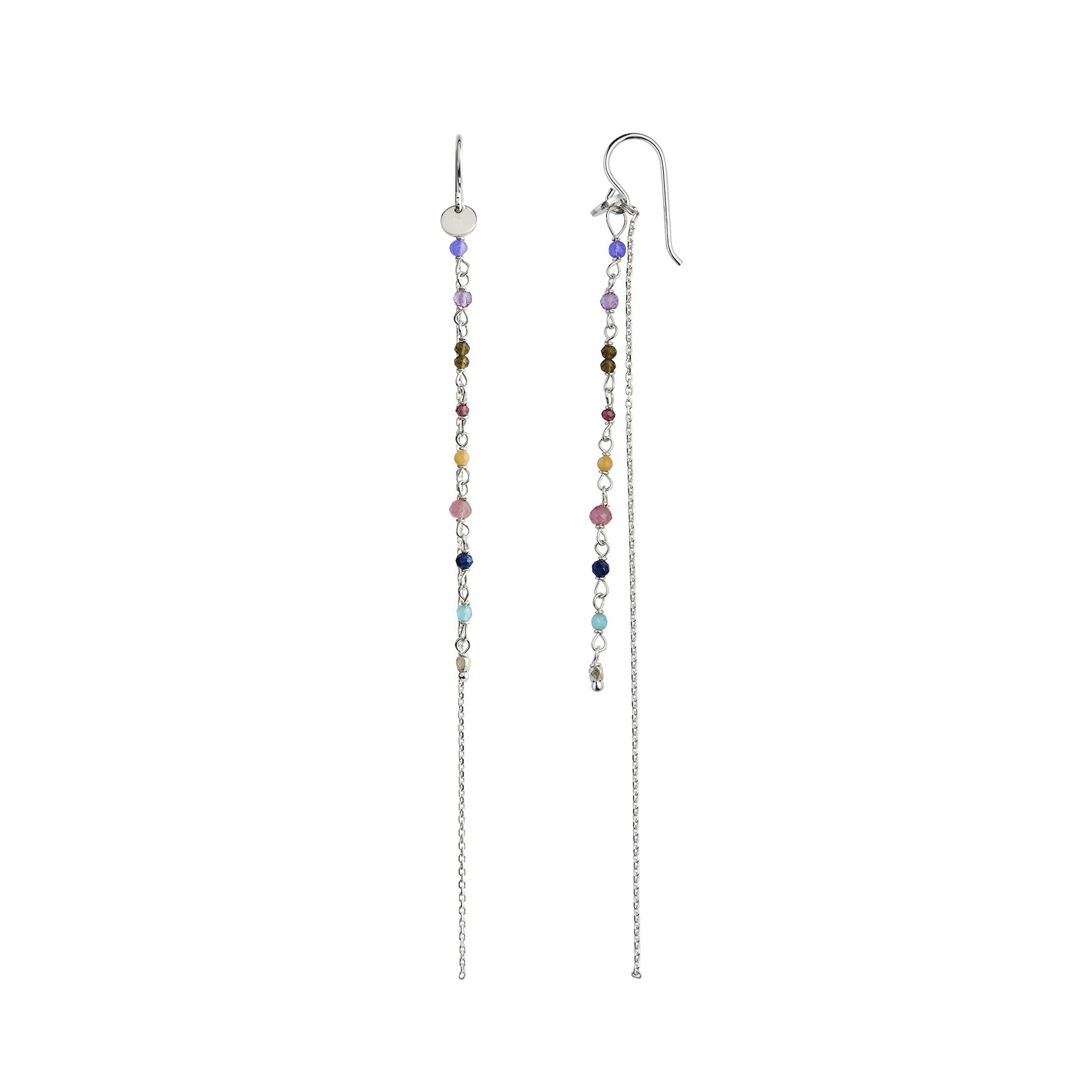 Petit Gemstones Earring With Long Chain - Berry Mix fra STINE A Jewelry i Sølv Sterling 925