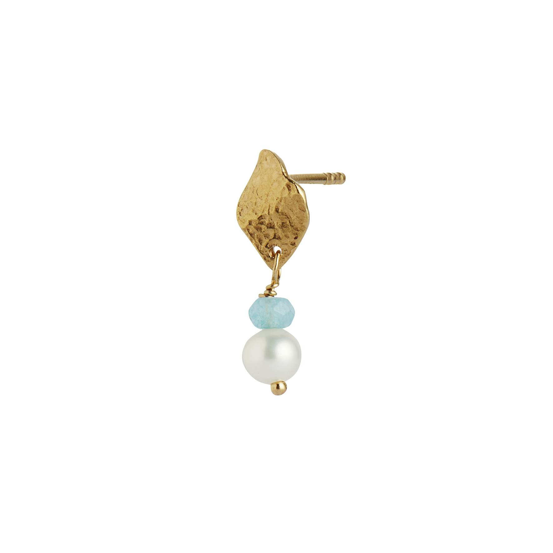 Ile De L'Amour with Pearl and Light Blue Topaz Earring fra STINE A Jewelry i Forgylt-Sølv Sterling 925