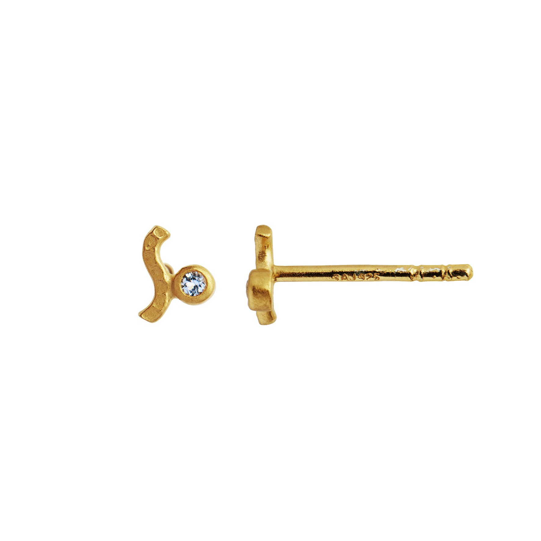 Petit Wave Earstick With Stone - Light Blue fra STINE A Jewelry i Forgylt-Sølv Sterling 925