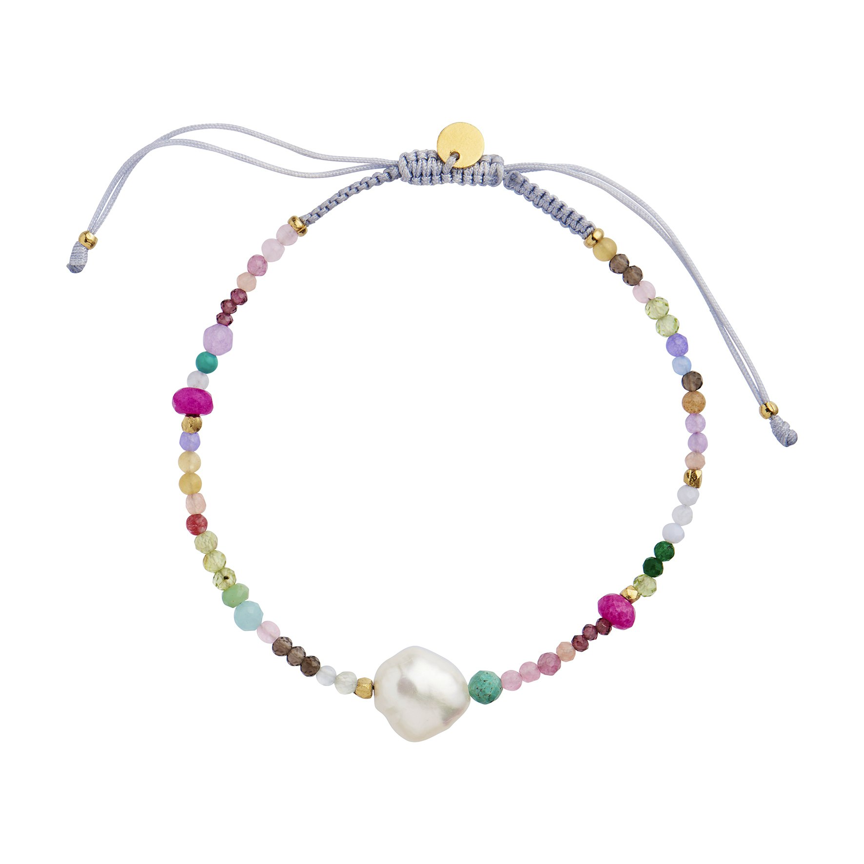Color Crush Bracelet with Multi Mix and Light Grey Ribbon fra STINE A Jewelry i Nylon