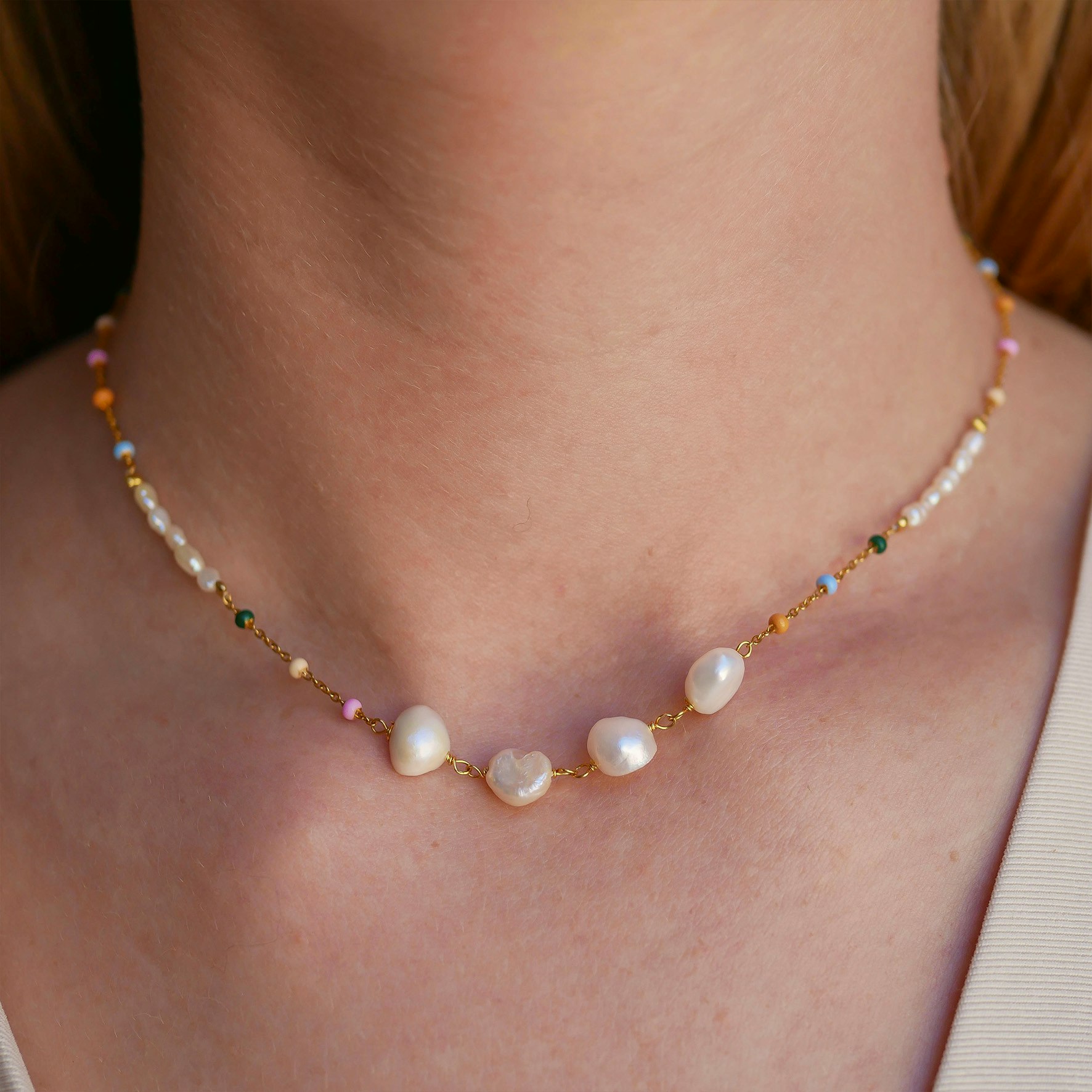 Lola Perla Necklace Dreamy Pearl fra Enamel Copenhagen i Forgyldt-Sølv Sterling 925
