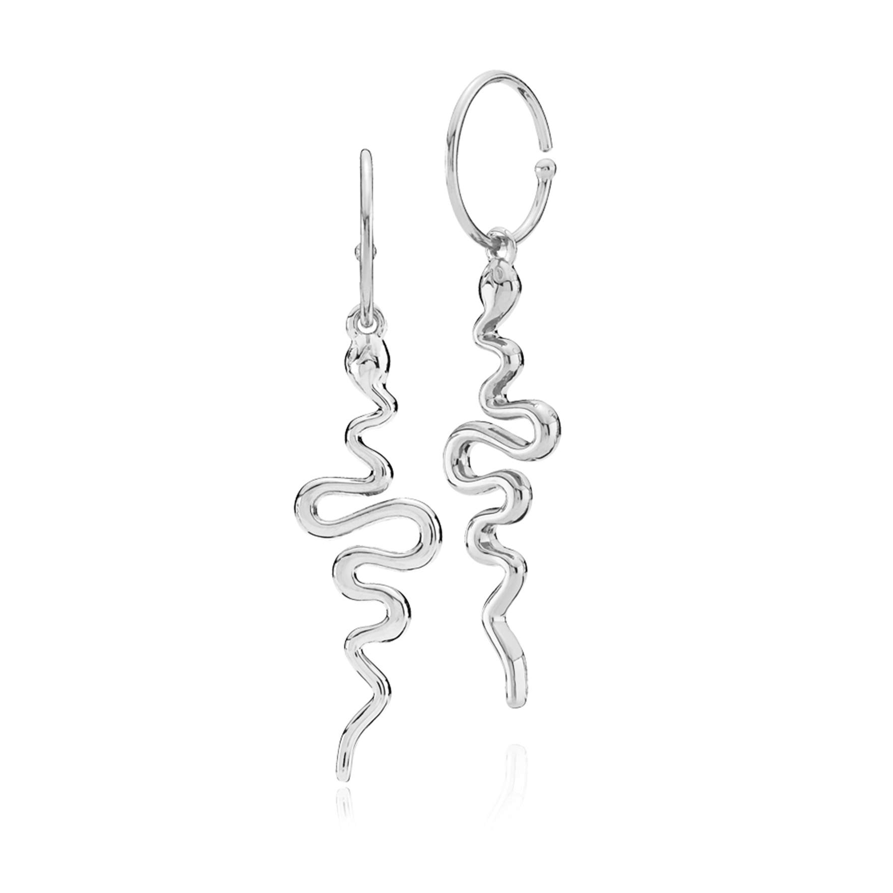 Young One Snake Creol Earrings Long von Sistie in Silber Sterling 925