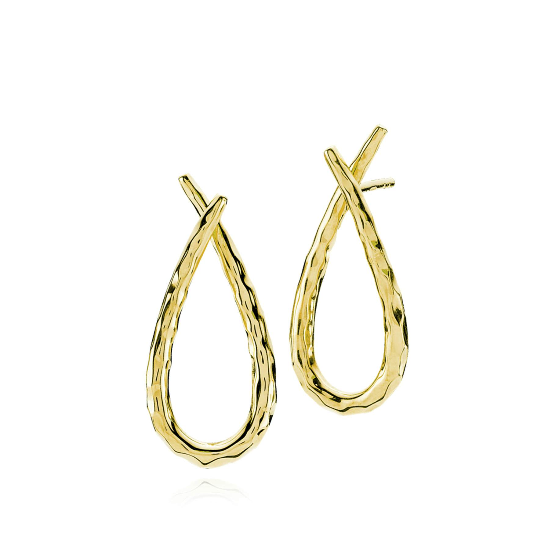 Attitude Hammered Earrings from Izabel Camille in Goldplated-Silver Sterling 925