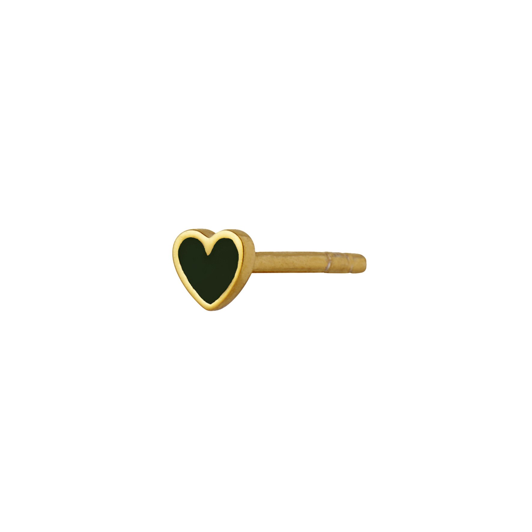 Petit Love Heart Earstick Black von STINE A Jewelry in Vergoldet-Silber Sterling 925