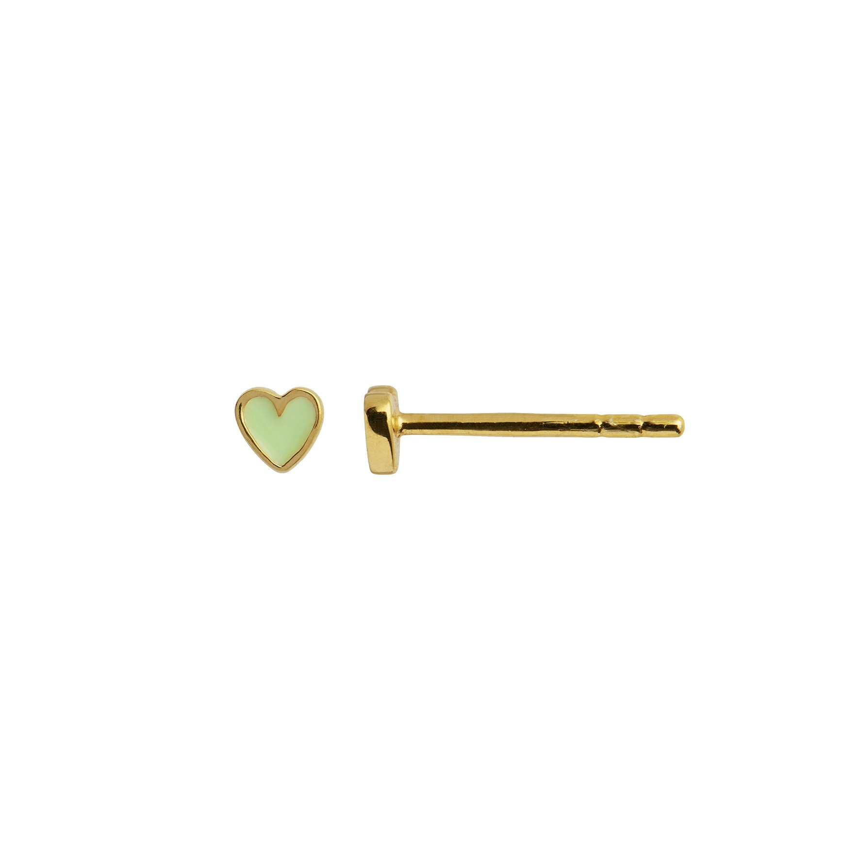 Petit Love Heart Earstick Olive Green fra STINE A Jewelry i Forgyldt-Sølv Sterling 925