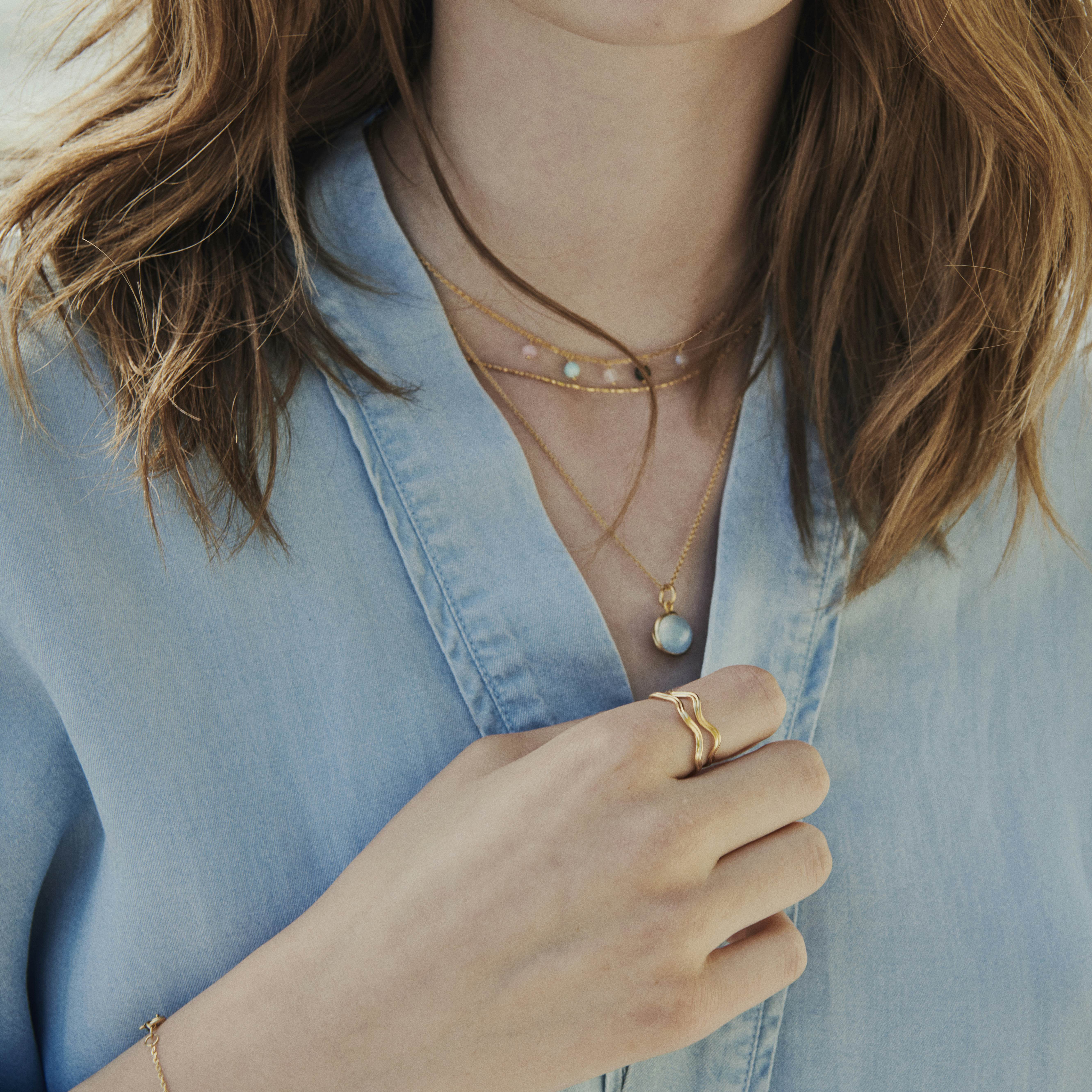 Aura Blue Necklace fra Pernille Corydon i Forgyldt-Sølv Sterling 925