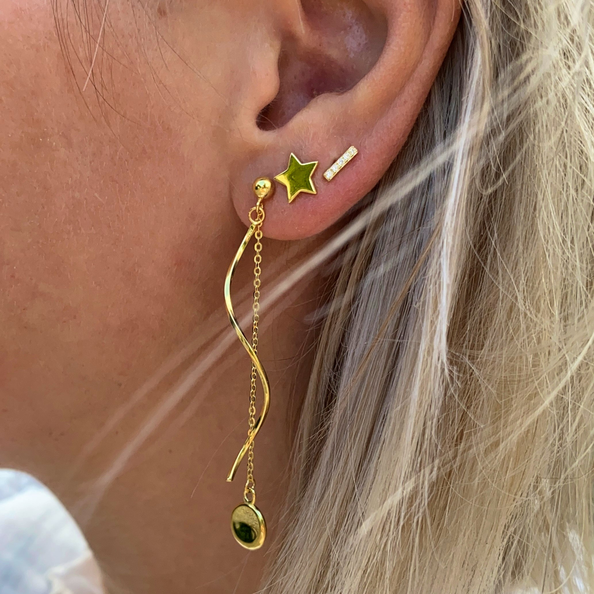 Star earsticks fra By Anne i Forgylt-Sølv Sterling 925