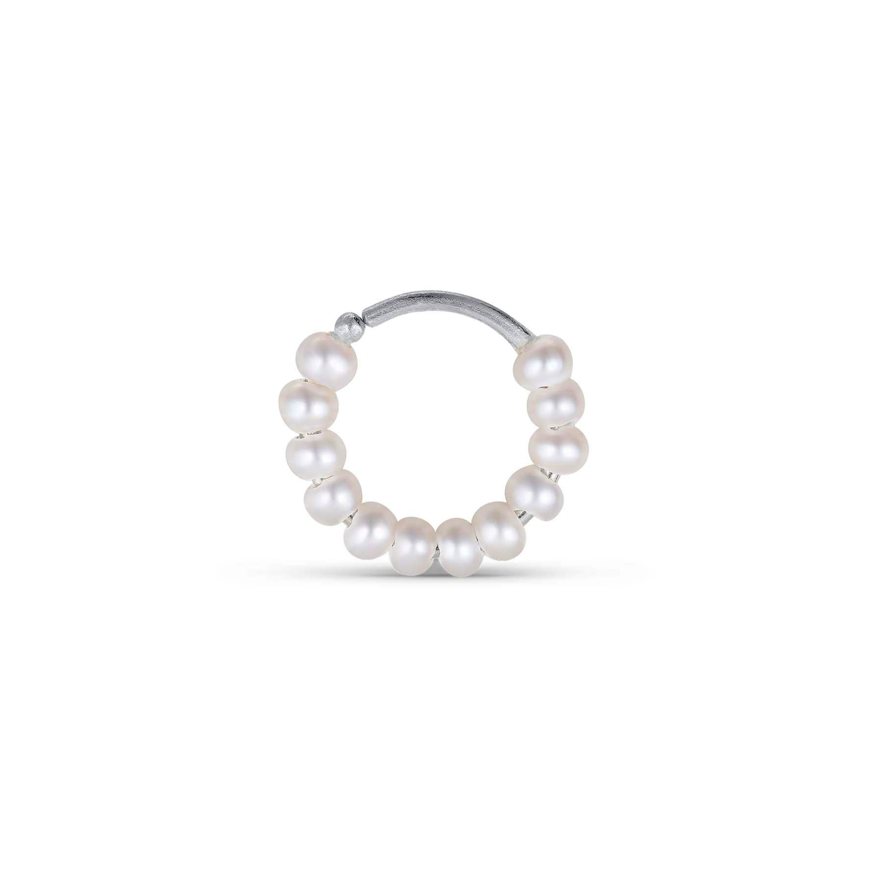 Row Pearl Twist Hoop från Jane Kønig i Silver Sterling 925