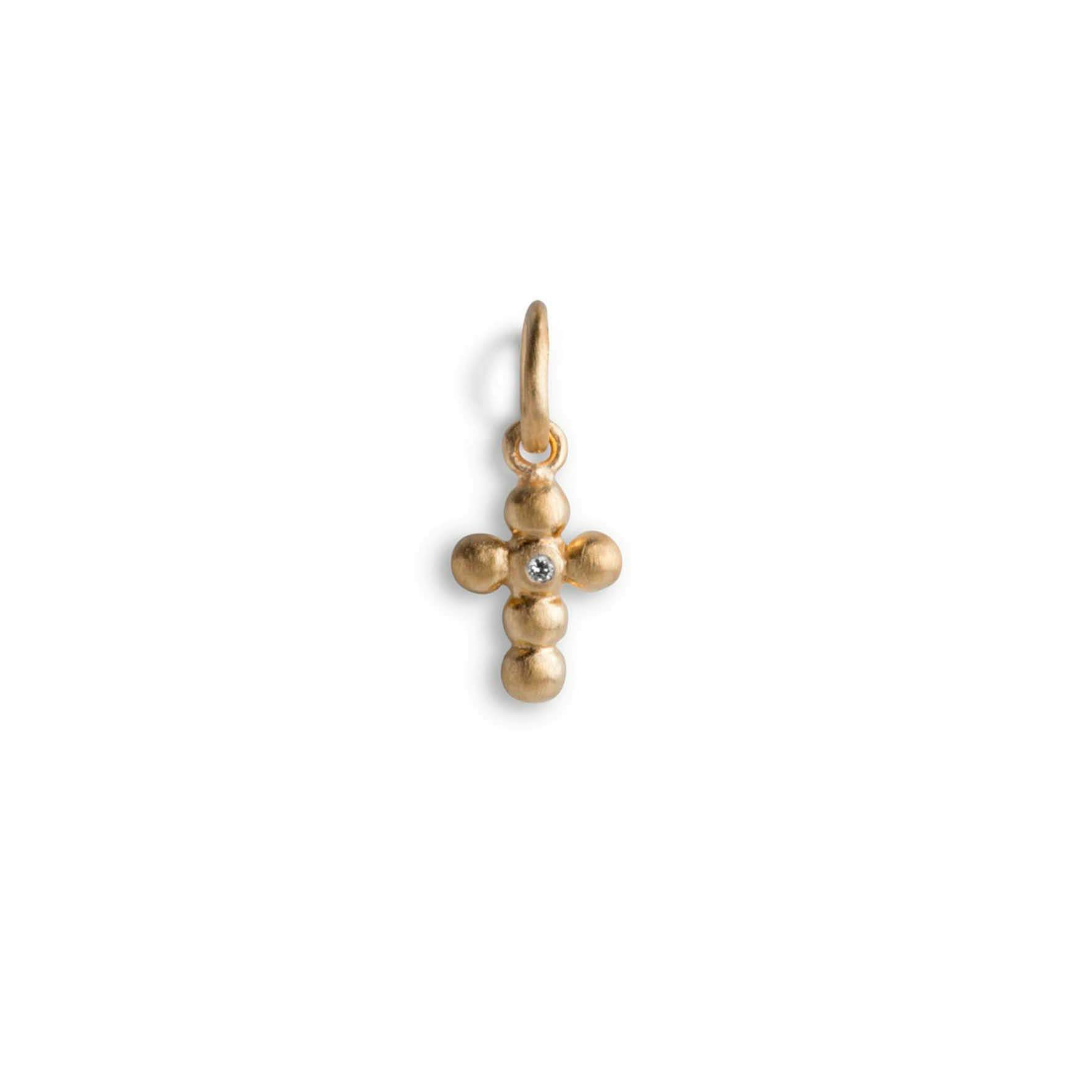 Cross Pendant With 1 Diamond fra Jane Kønig i Forgyldt-Sølv Sterling 925