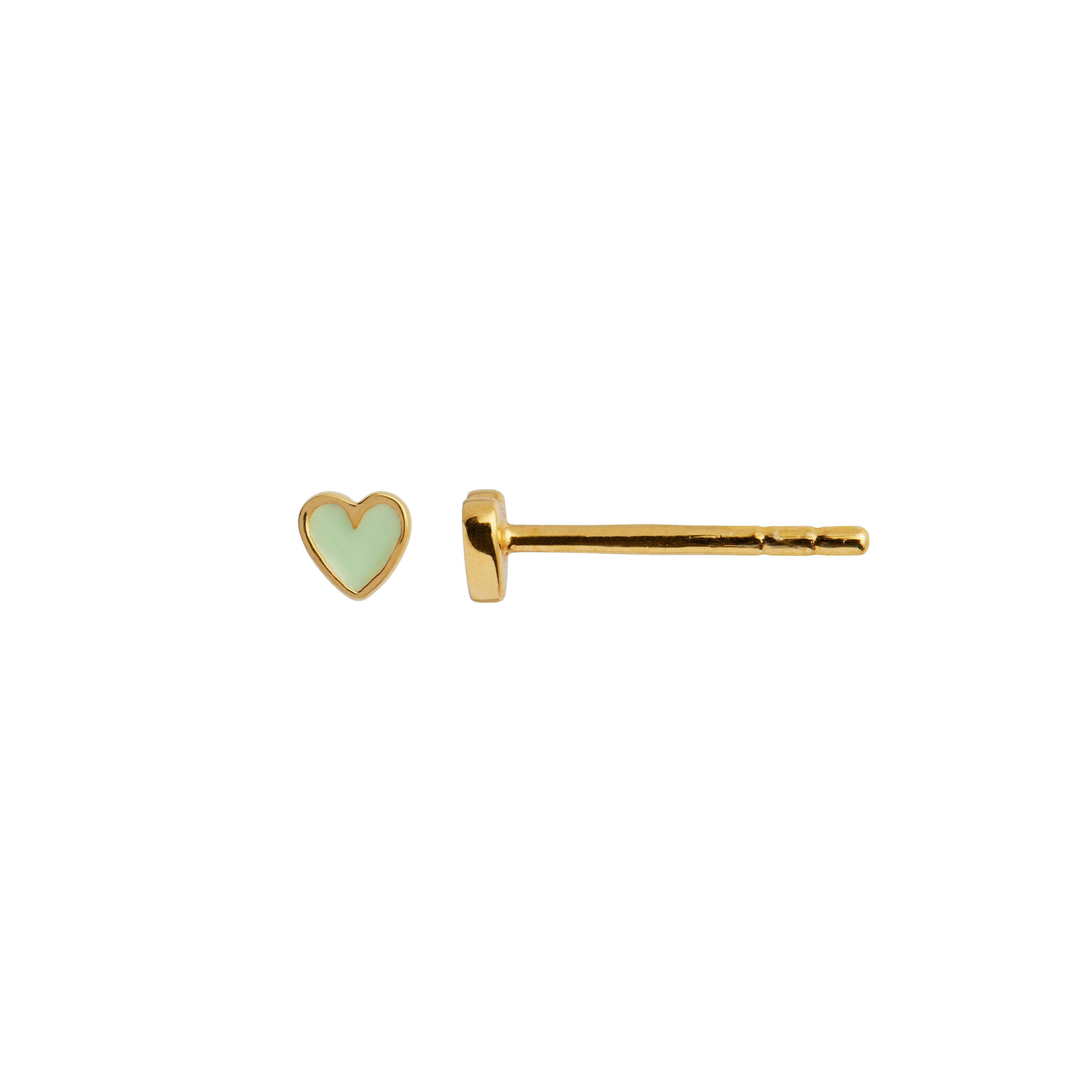 Petit Love Heart Earstick Mint Green fra STINE A Jewelry i Forgylt-Sølv Sterling 925