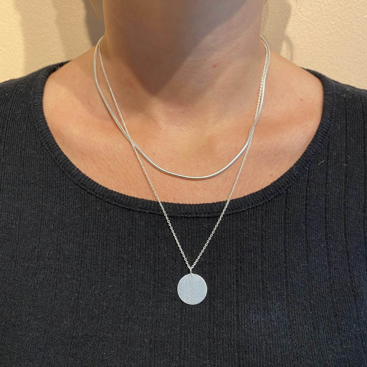 Coin necklace von Pernille Corydon in Silber Sterling 925| Matt,Blank
