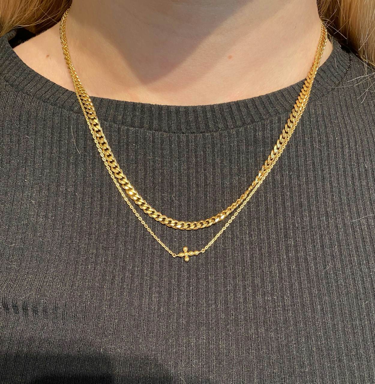 Cross necklace from Pernille Corydon in Goldplated-Silver Sterling 925| Matt,Blank