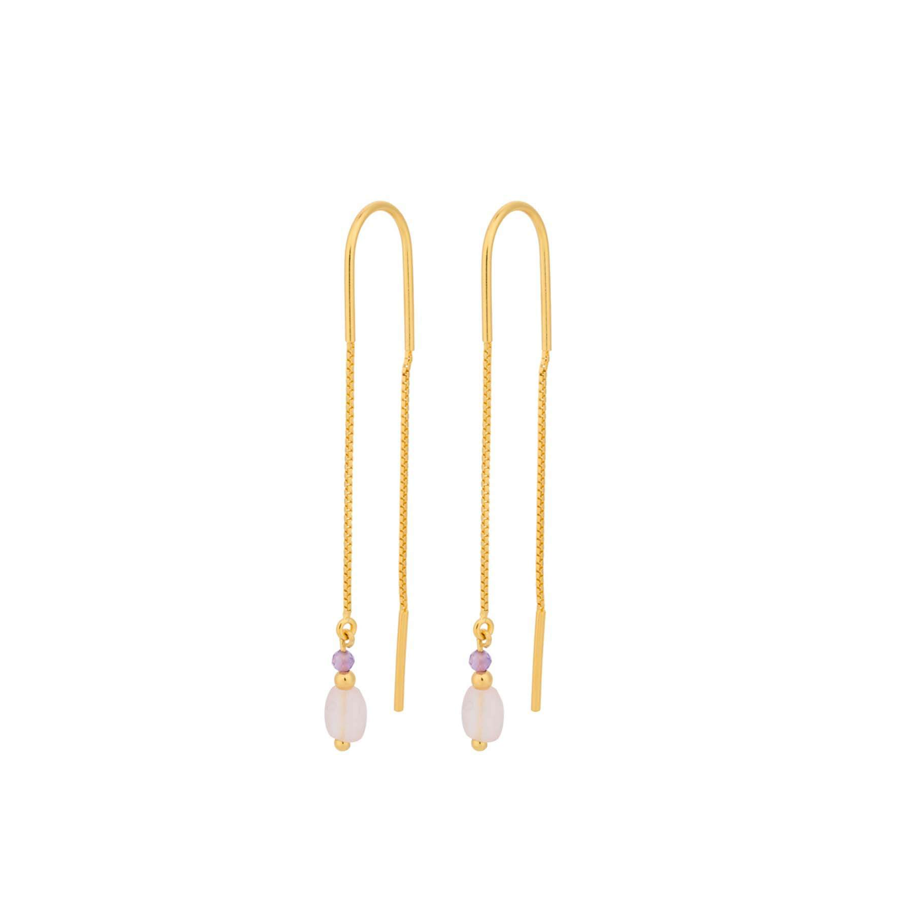 Cloudy Rose Earchains from Pernille Corydon in Goldplated-Silver Sterling 925
