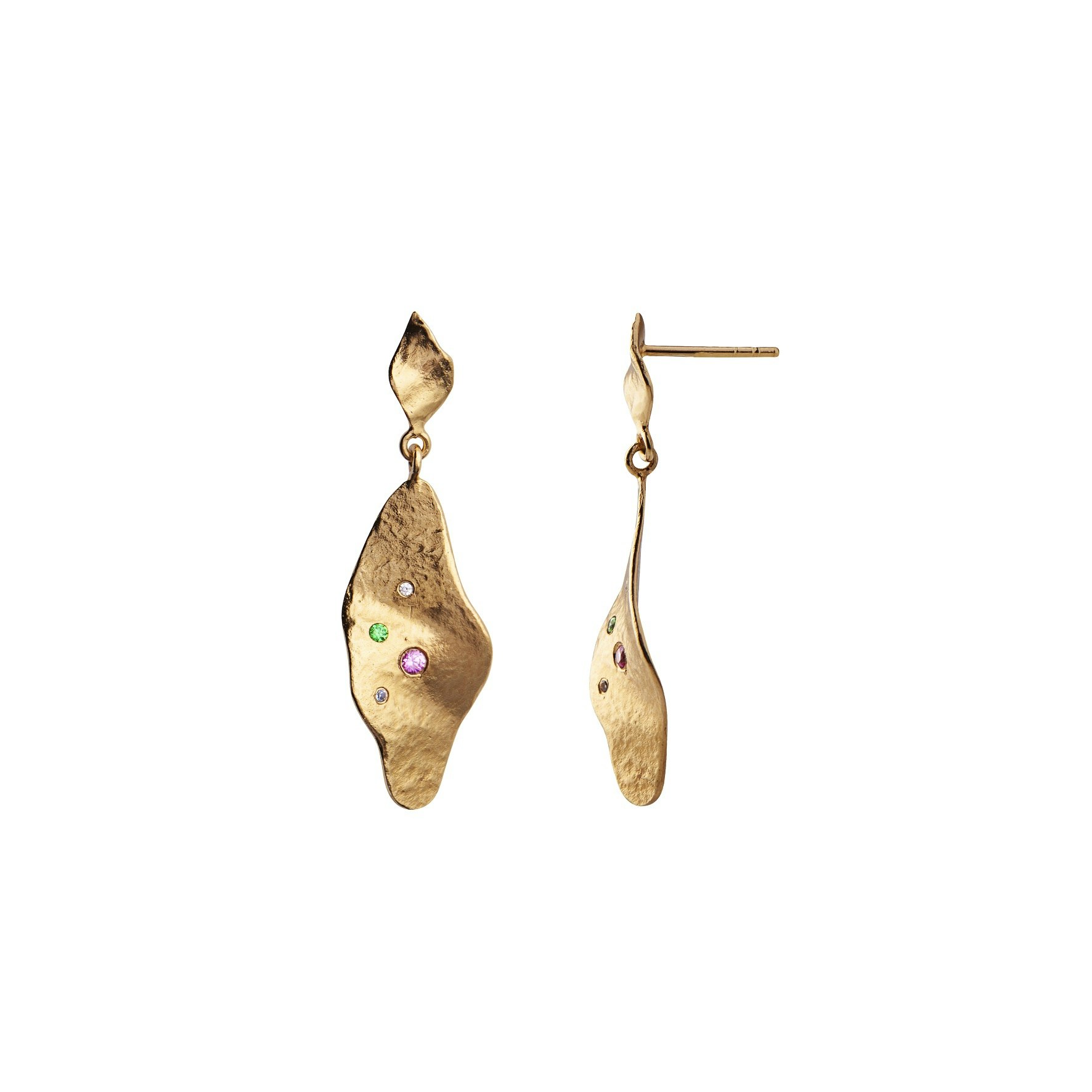 Dangling Ile De L'Amour Earring With Stones fra STINE A Jewelry i Forgyldt-Sølv Sterling 925