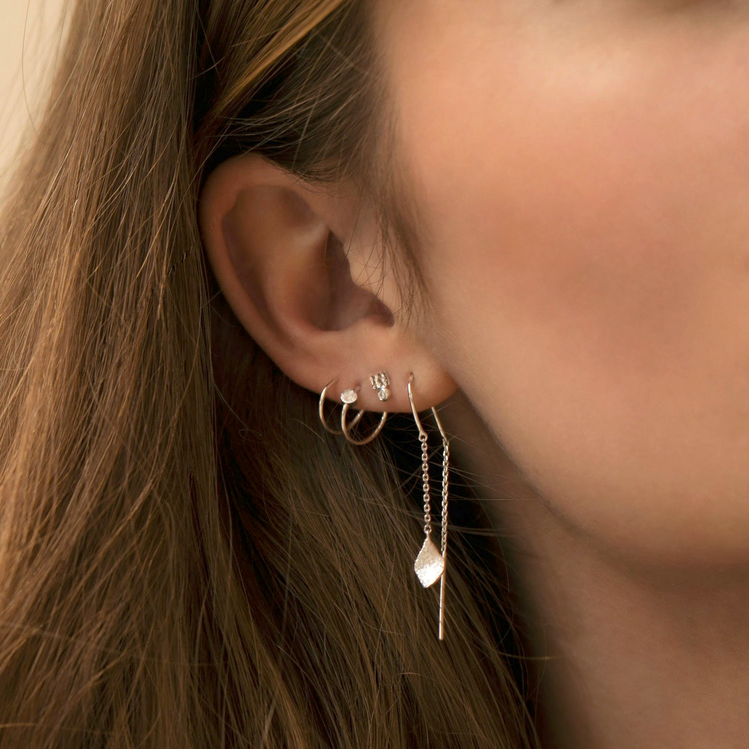 Petit Ile De L'Amour Double Chain Earring fra STINE A Jewelry i Forgylt-Sølv Sterling 925