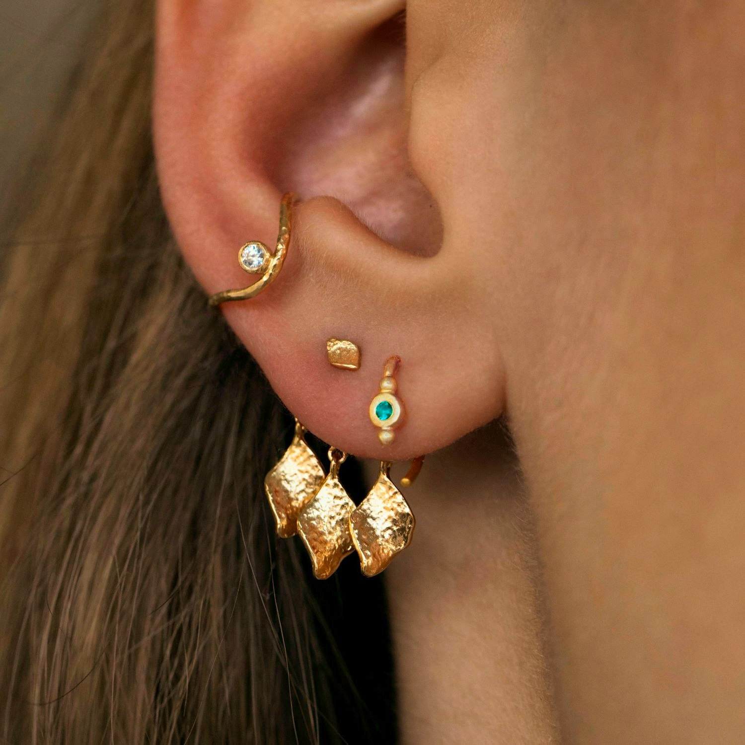 Petit Bon-Bon Green Zircon Earring fra STINE A Jewelry i Forgyldt-Sølv Sterling 925
