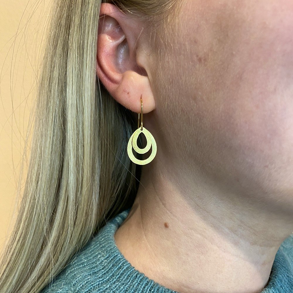 Mini Double Drop earring fra Pernille Corydon i Forgyldt-Sølv Sterling 925