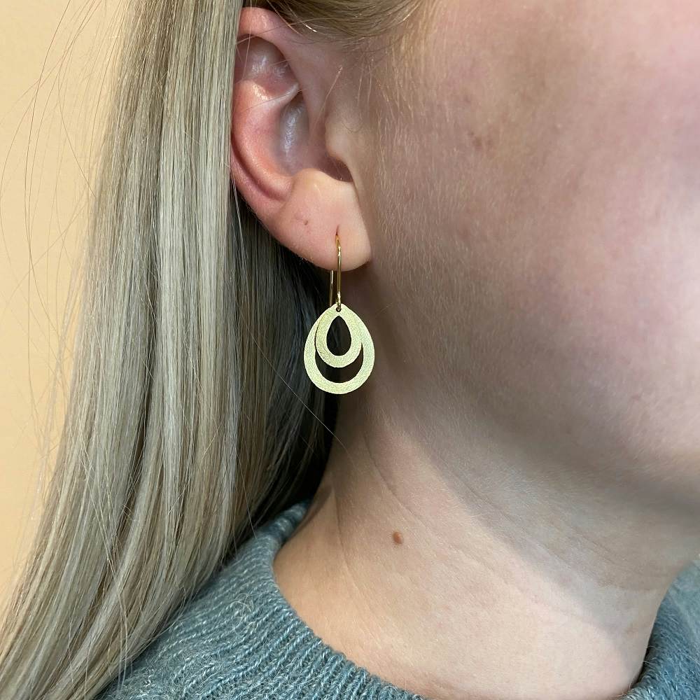 Mini Double Drop earring fra Pernille Corydon i Sølv Sterling 925| Matt,Blank