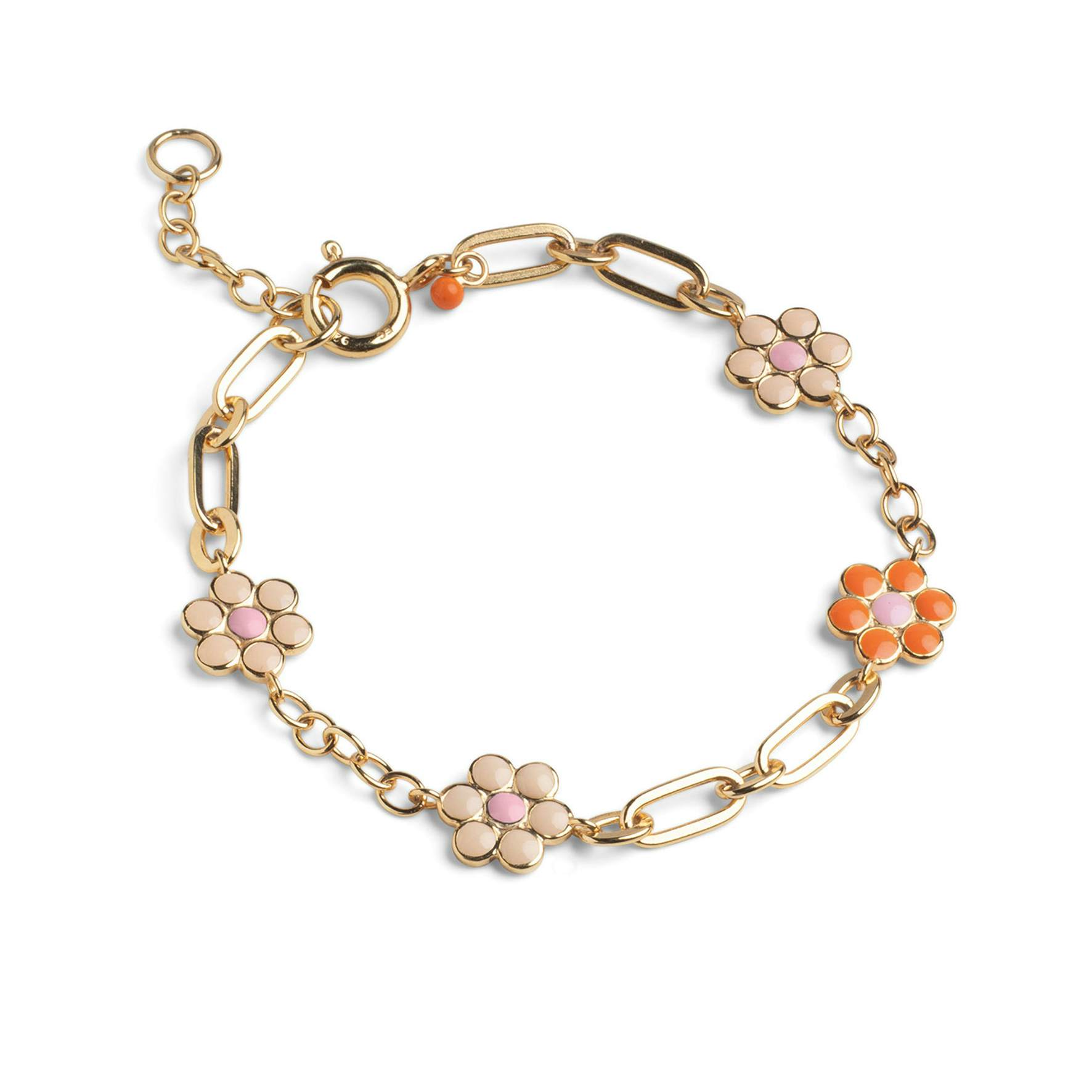 Blossom Bracelet Orange/Beige/Light Blue/Light Pink von Enamel Copenhagen in Vergoldet-Silber Sterling 925||Blank