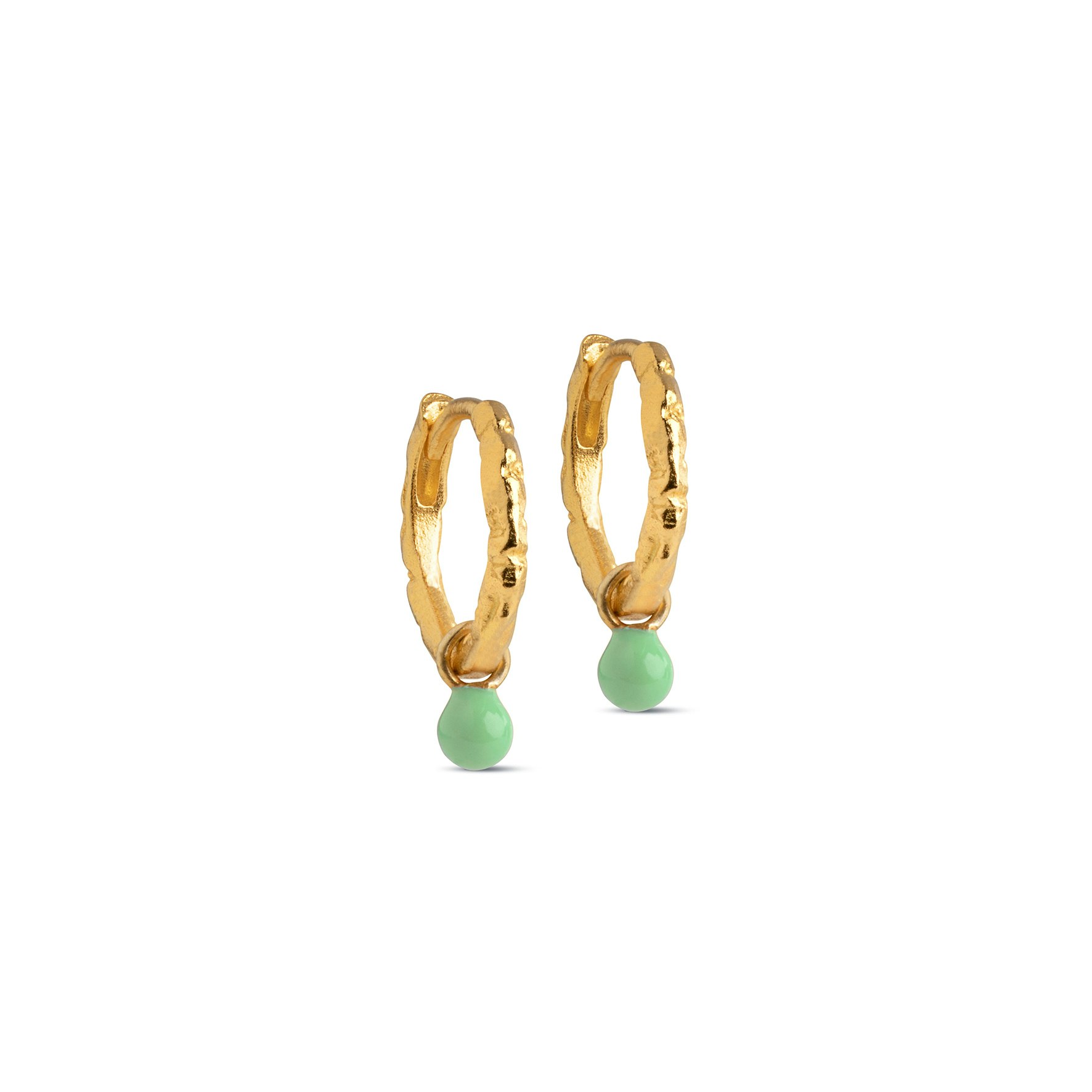 Belle Hoops Dusty Green van Enamel Copenhagen in Verguld-Zilver Sterling 925