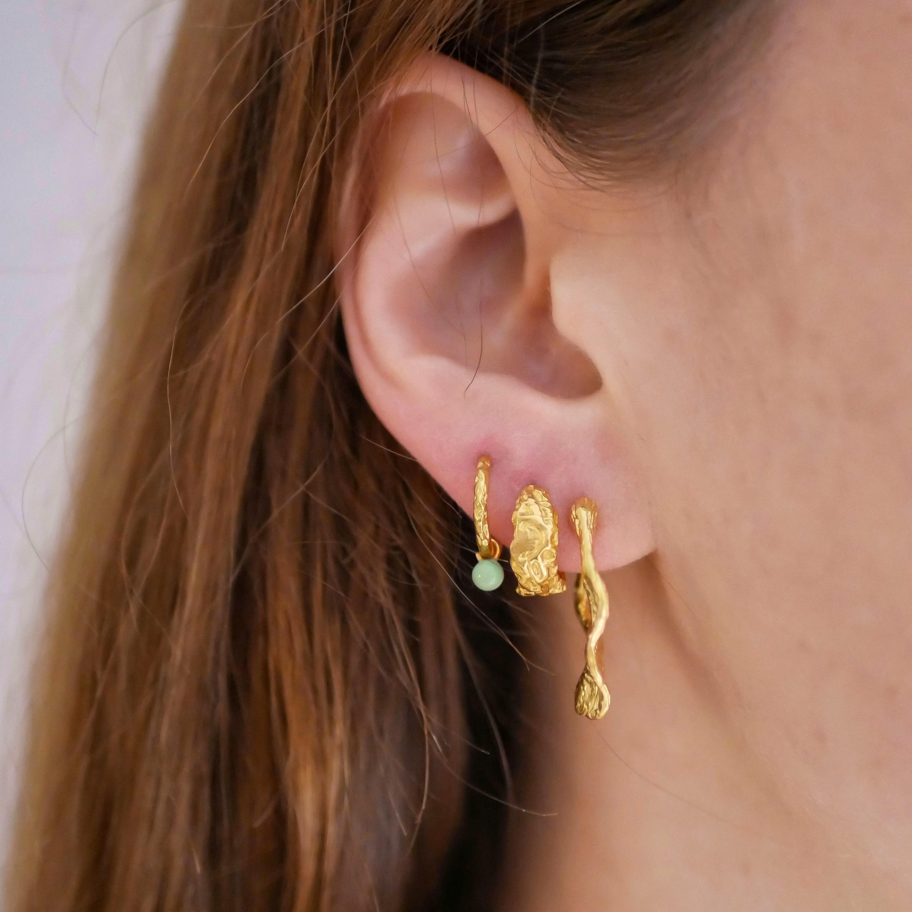 Belle Hoops Dusty Green van Enamel Copenhagen in Verguld-Zilver Sterling 925