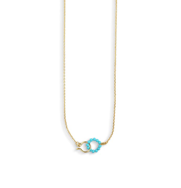 Bermuda Necklace with Turquoise Lock fra Jane Kønig i Forgyldt-Sølv Sterling 925|Turquoise|Blank