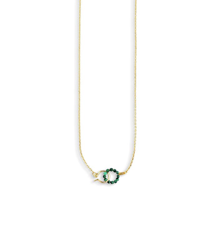 Bermuda Necklace with Malachite Lock from Jane Kønig in Goldplated-Silver Sterling 925||Blank