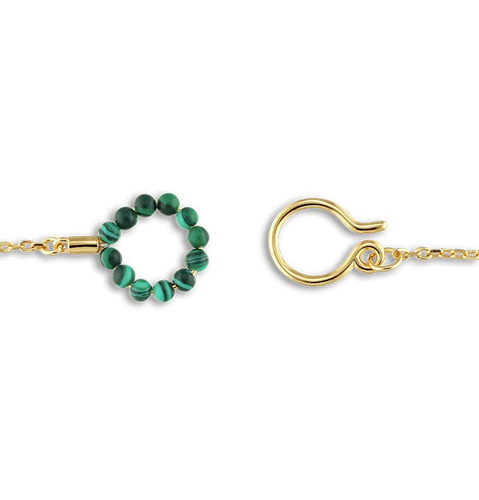 Bermuda Necklace with Malachite Lock from Jane Kønig in Goldplated-Silver Sterling 925||Blank