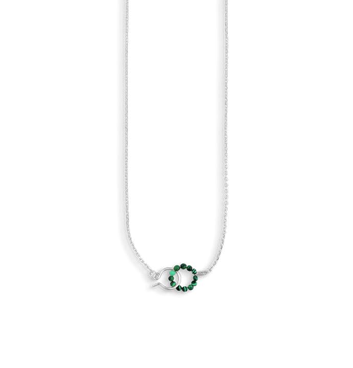 Bermuda Necklace with Malachite Lock from Jane Kønig in Silver Sterling 925||Blank