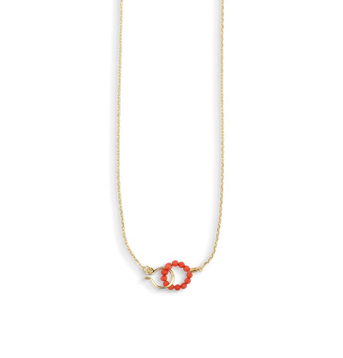Bermuda Necklace with Coral Lock från Jane Kønig i Förgyllt-Silver Sterling 925|Coral|Blank