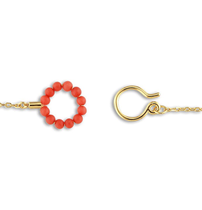 Bermuda Necklace with Coral Lock from Jane Kønig in Goldplated-Silver Sterling 925|Coral|Blank