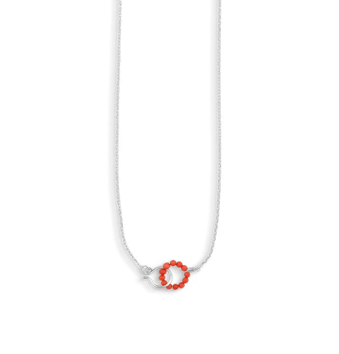 Bermuda Necklace with Coral Lock from Jane Kønig in Silver Sterling 925|Coral|Blank