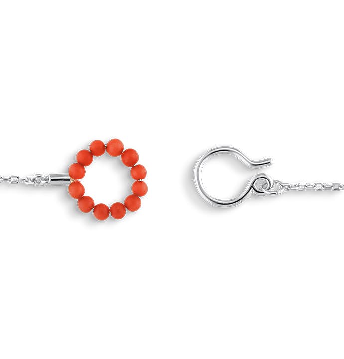 Bermuda Necklace with Coral Lock from Jane Kønig in Silver Sterling 925|Coral|Blank
