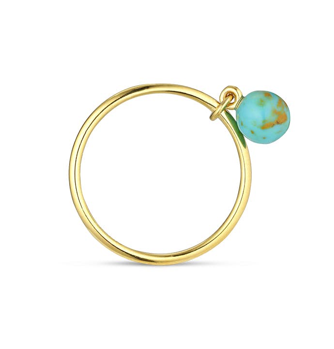 Bermuda Turquoise Ring von Jane Kønig in Vergoldet-Silber Sterling 925