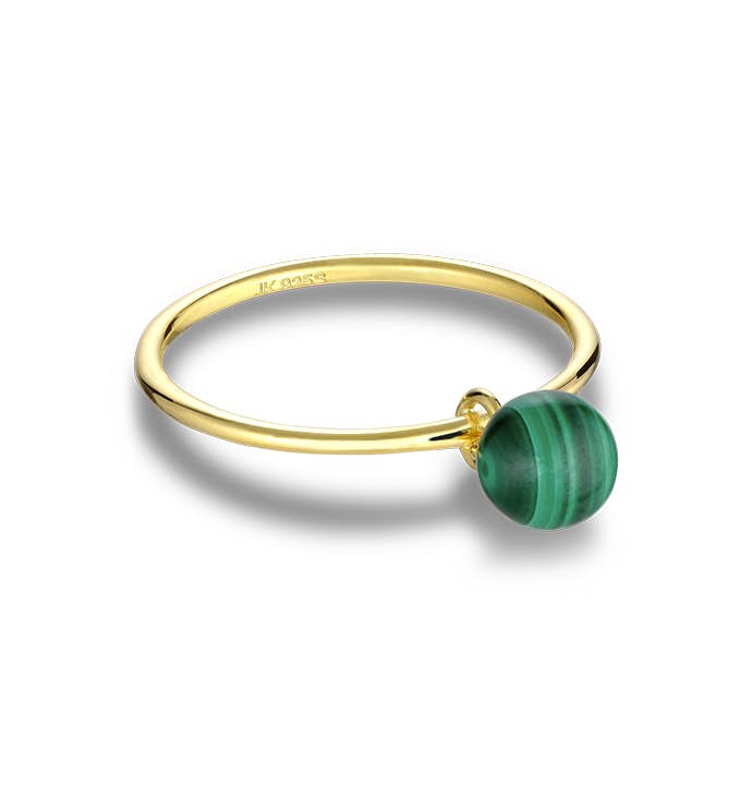 Bermuda Malachite Ring from Jane Kønig in Goldplated-Silver Sterling 925