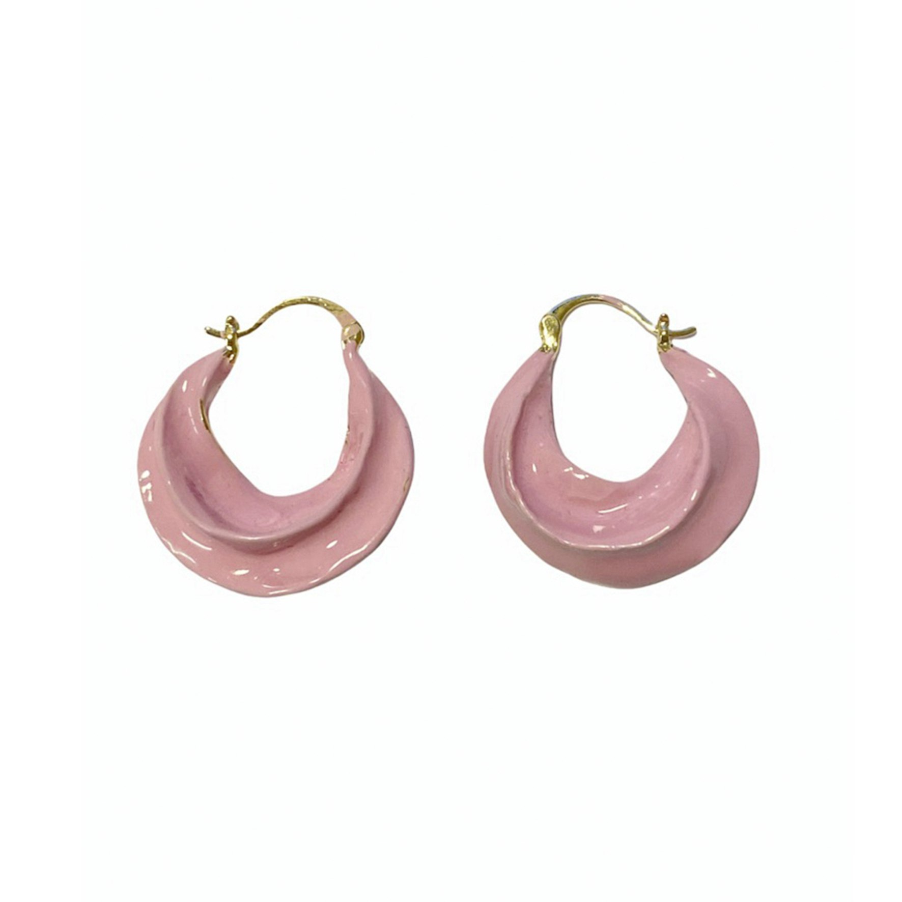 Africa Enamel Earrings Baby Pink van Pico in Verguld messing